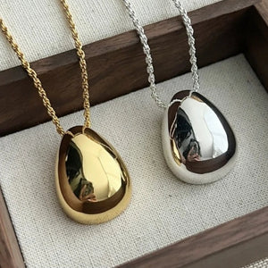 Fashion Jewelry Simple Delicate Design Smooth Metal Teardrop Pendant Necklace for Women Female Party Gift Dropshipping