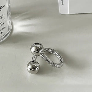 Silver Color Double Dall Rings for Women Couples New Fashion Vintage Punk Geometric Handmade Birthday Party Jewelry Gift