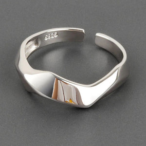 Silver Color Simple Irregular Geometric Smooth Adjustable Rings for Women New Fashion Handmade Party Jewelry Gifts
