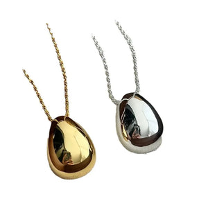 Fashion Jewelry Simple Delicate Design Smooth Metal Teardrop Pendant Necklace for Women Female Party Gift Dropshipping