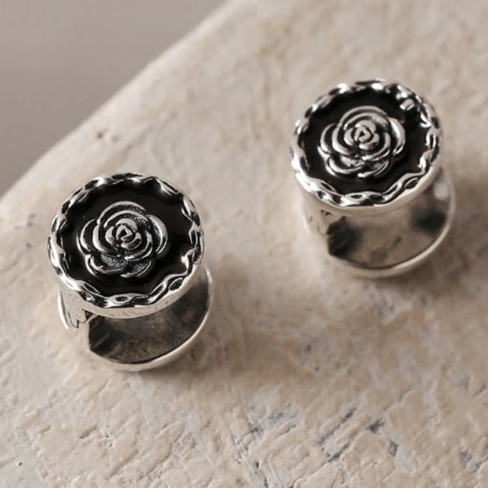 Prevent Allergy Silver Color Rose Flower Stud Earrings Charm Women Girl New Fashion Vintage Handmade Party Jewelry Gifts