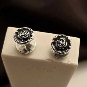 Prevent Allergy Silver Color Rose Flower Stud Earrings Charm Women Girl New Fashion Vintage Handmade Party Jewelry Gifts