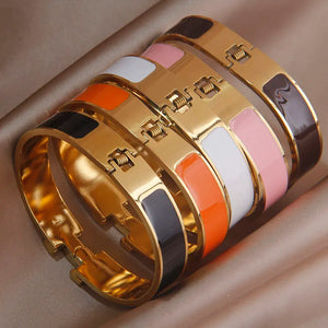 316L Stainless Steel Classic Letter Open Bangles for Women Fashion Brand Jewelry Multicolor Punk Style Bracelets Party Gifts