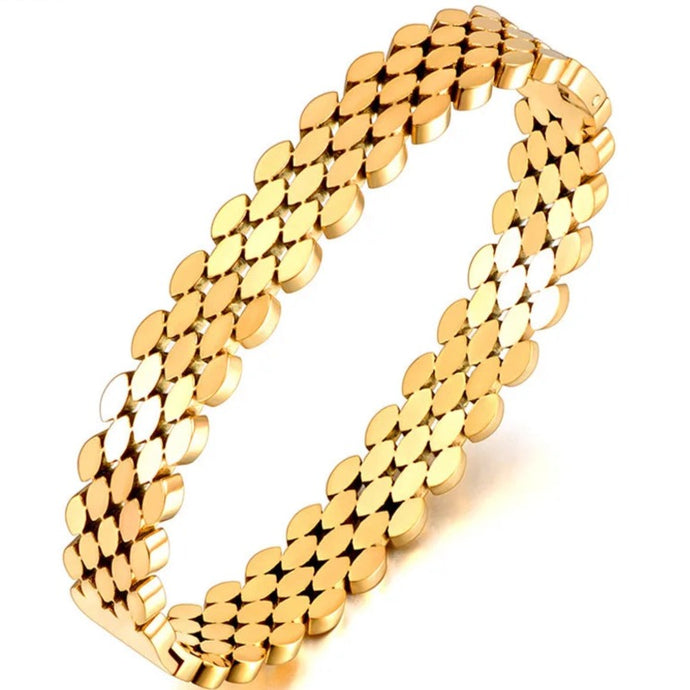 316L Stainless Steel Carving Hollow Geometry Bracelet Bangle for Women Waterproof 18K Gold Color Jewelry Браслет B23107