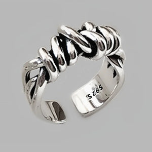 Silver Color Vintage Woven Winding Rings for Women Line Knotted Opening Thai Silver Finger Ring Jewelry Creative
