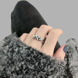 Silver Color Vintage Woven Winding Rings for Women Line Knotted Opening Thai Silver Finger Ring Jewelry Creative