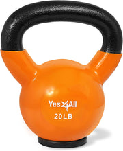 Load image into Gallery viewer, Kettlebells Rubber Base/Vinyl Coated Cast Iron Kettlebell - Exercise Fitness Weights for Home Gym, Strength Training
