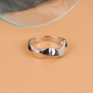 Silver Color Simple Irregular Geometric Smooth Adjustable Rings for Women New Fashion Handmade Party Jewelry Gifts