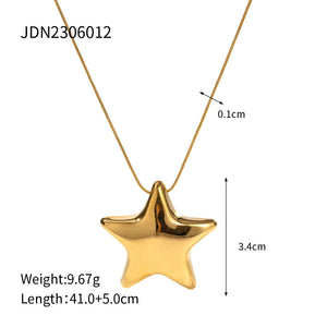 Uworld Waterproof Non Tarnish 18K Gold Plated Stainless Steel Women Star Shape Hollow Pendant Necklace Collares Para Mujer