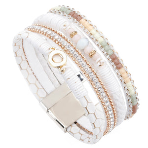 White Multi-Leather Leather Wrap Bracelet - Two-One-Fifth Co.
