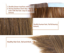 Load image into Gallery viewer, Tape-In Remy Human Hair Extensions 18&quot; 20&quot; 22&quot;  Color 1B/613/27/4 - Two-One-Fifth Co.
