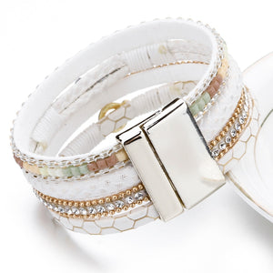 White Multi-Leather Leather Wrap Bracelet - Two-One-Fifth Co.