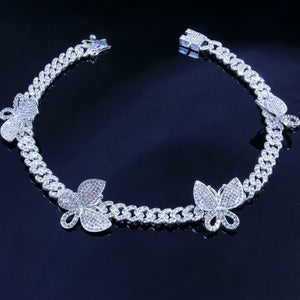 Cuban Chain Butterfly Rhinestone Choker Necklace - Two-One-Fifth Co.