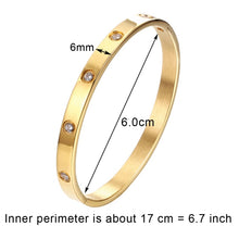 Load image into Gallery viewer, Trendy Titanium Gold Crystal Bangle - Two-One-Fifth Co.
