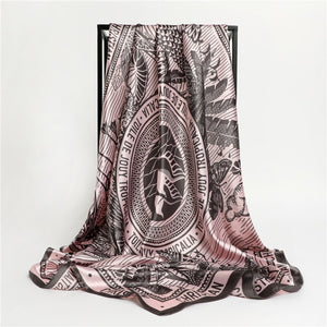 Designer Women Silk Scarf Square Chain Print - Two-One-Fifth Co.
