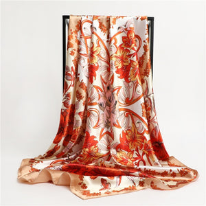 Designer Women Silk Scarf Square Chain Print - Two-One-Fifth Co.