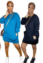 Load image into Gallery viewer, Solid Sweatshirt Dresses/ Round Neck Long Sleeve - Two-One-Fifth Co.

